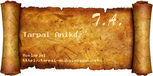 Tarpai Anikó névjegykártya